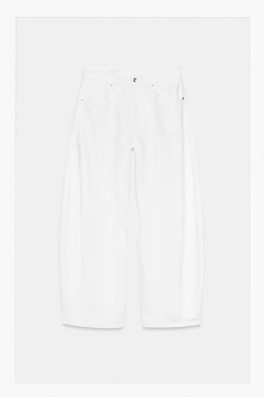 TRF BALLOON MID-WAIST JEANS - Oyster-white by Zara