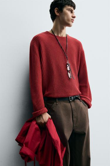 TEXTURED KNIT SWEATER - Brick by Zara - Image 5