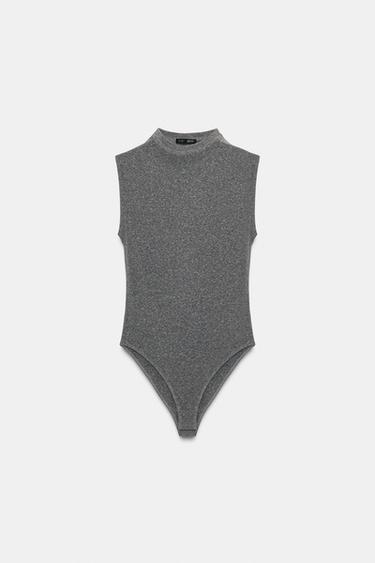 Zara SOFT MOCK NECK BODYSUIT - Dark gray