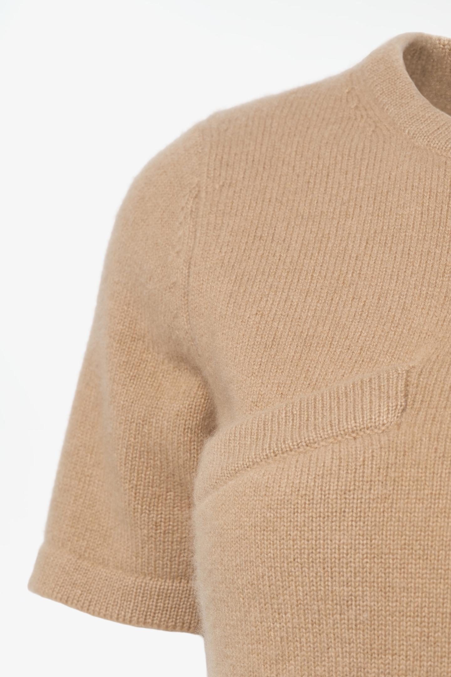 Мужская футболка Zara Limited Edition 100% Cashmere Knit, цвет: Бежевый — фото 4