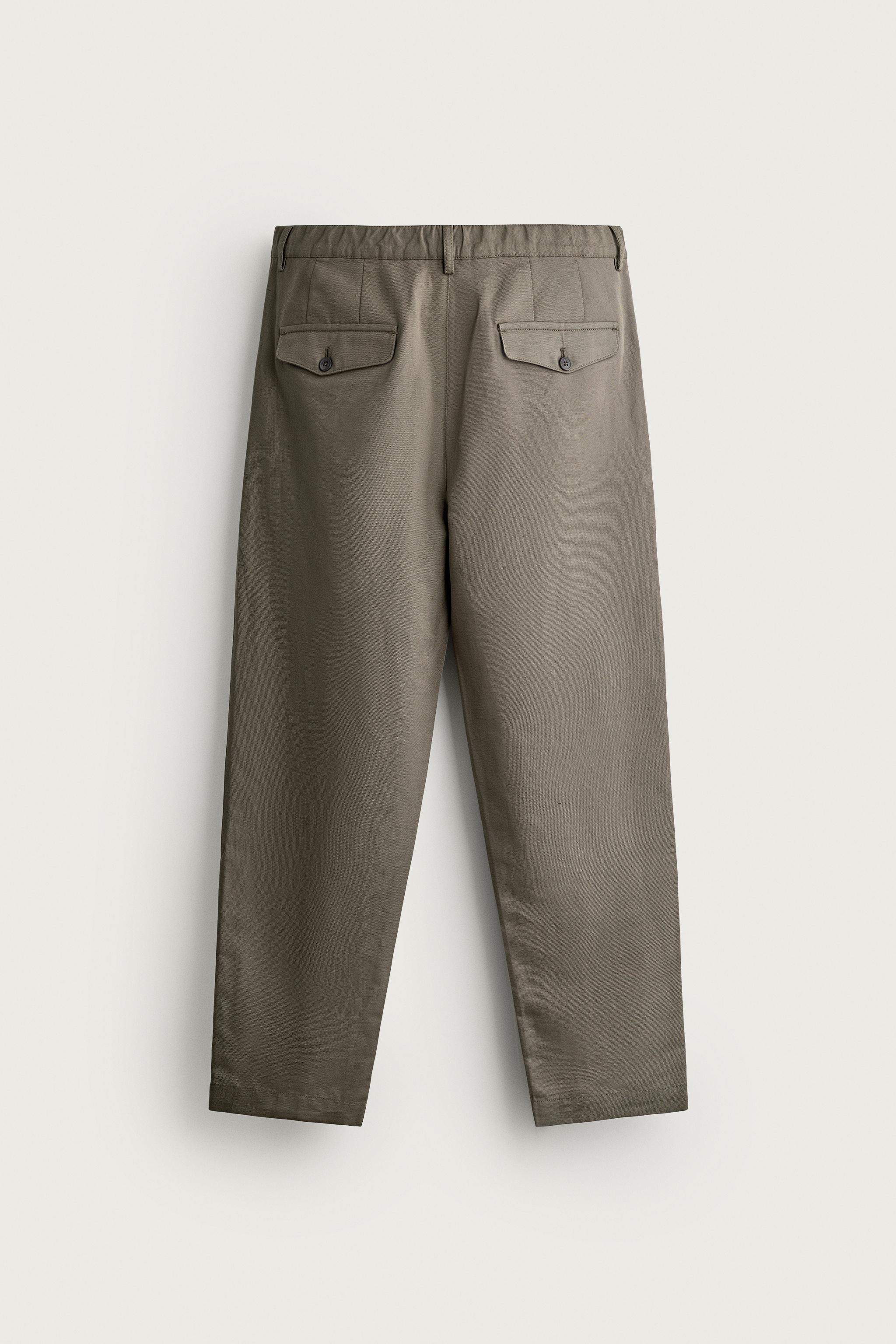 Zara PAMUKLU KETEN RELAXED FIT PANTOLON görsel 8