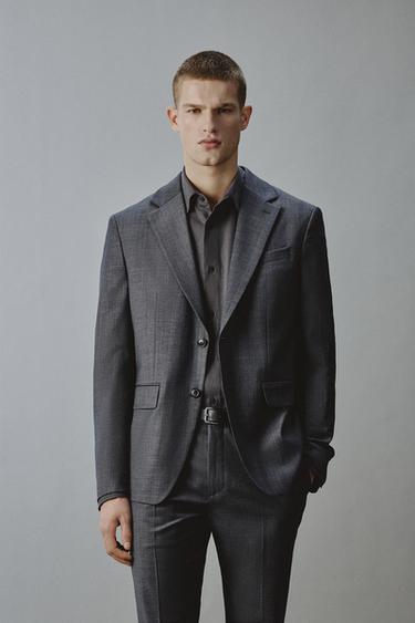 БЛЕЙЗЕР КЛАССИЧЕСКОГО КРОЯ В ПОЛОСКУ — СЕРЫЙ от Zara