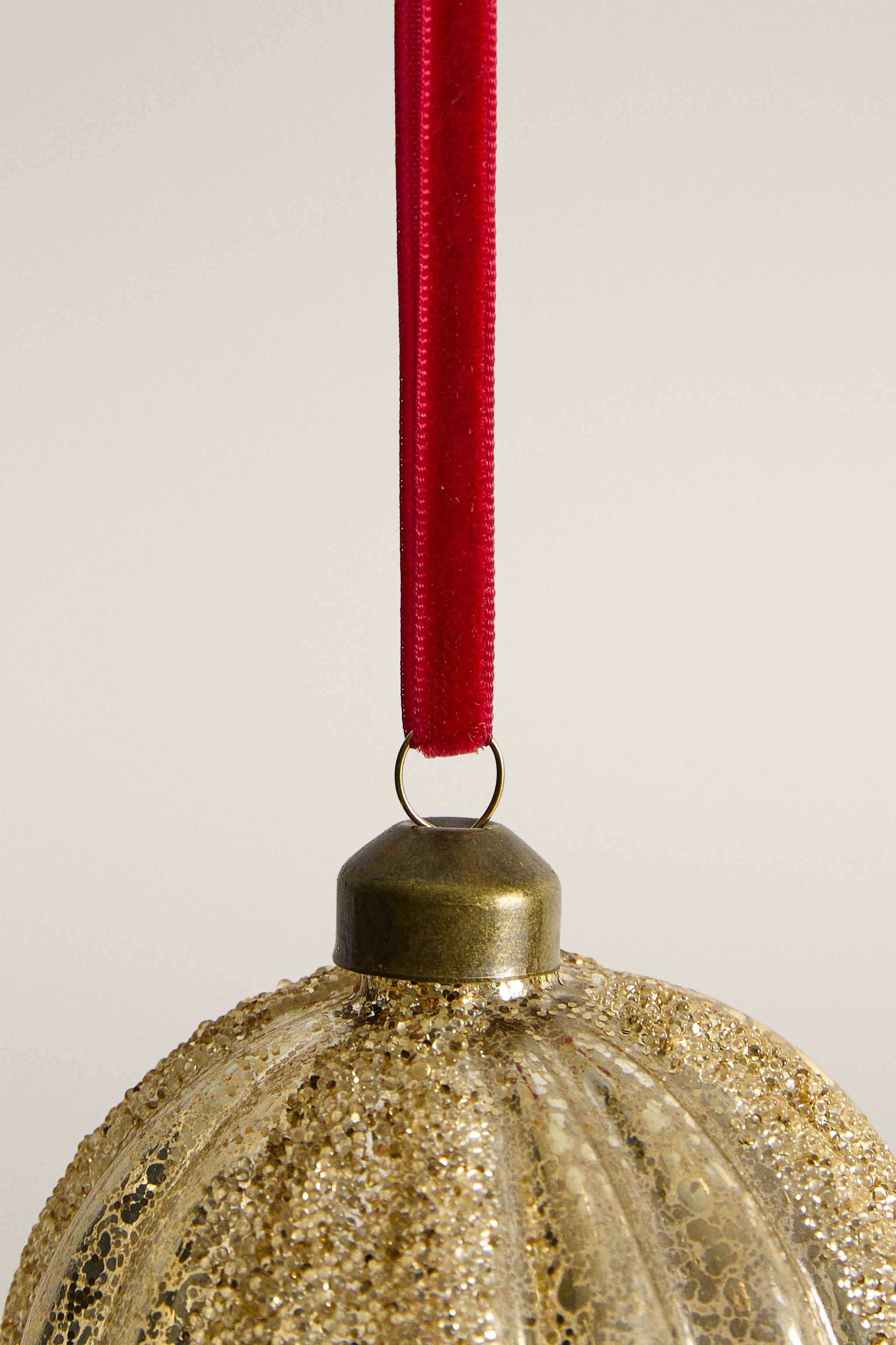STRIPED GLASS CHRISTMAS TREE BAUBLE