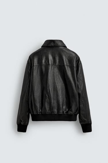 LEATHER JACKET WITH POCKETS - Black by Zara