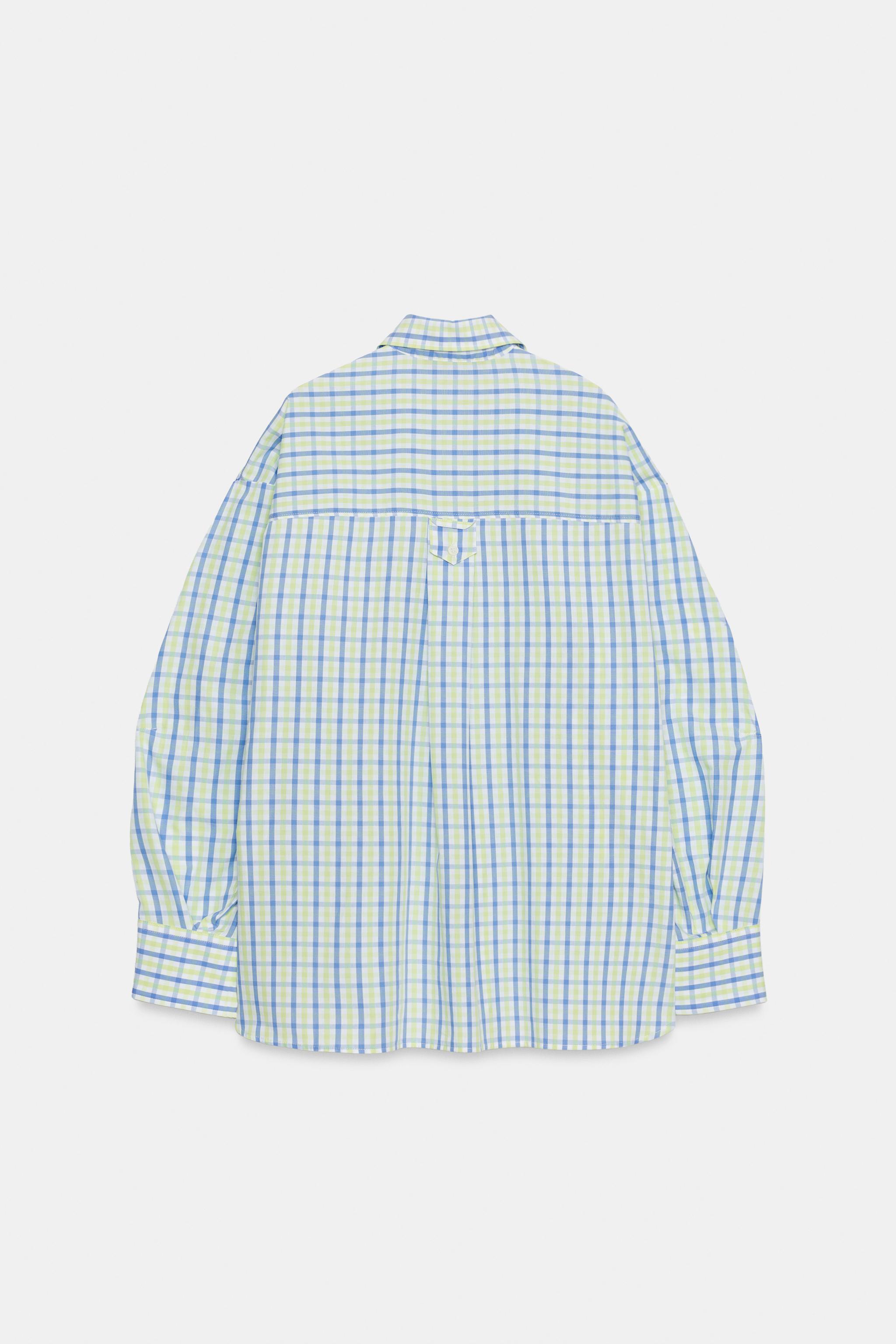 Zara KARELİ OVERSIZE POPLİN GÖMLEK görsel 7