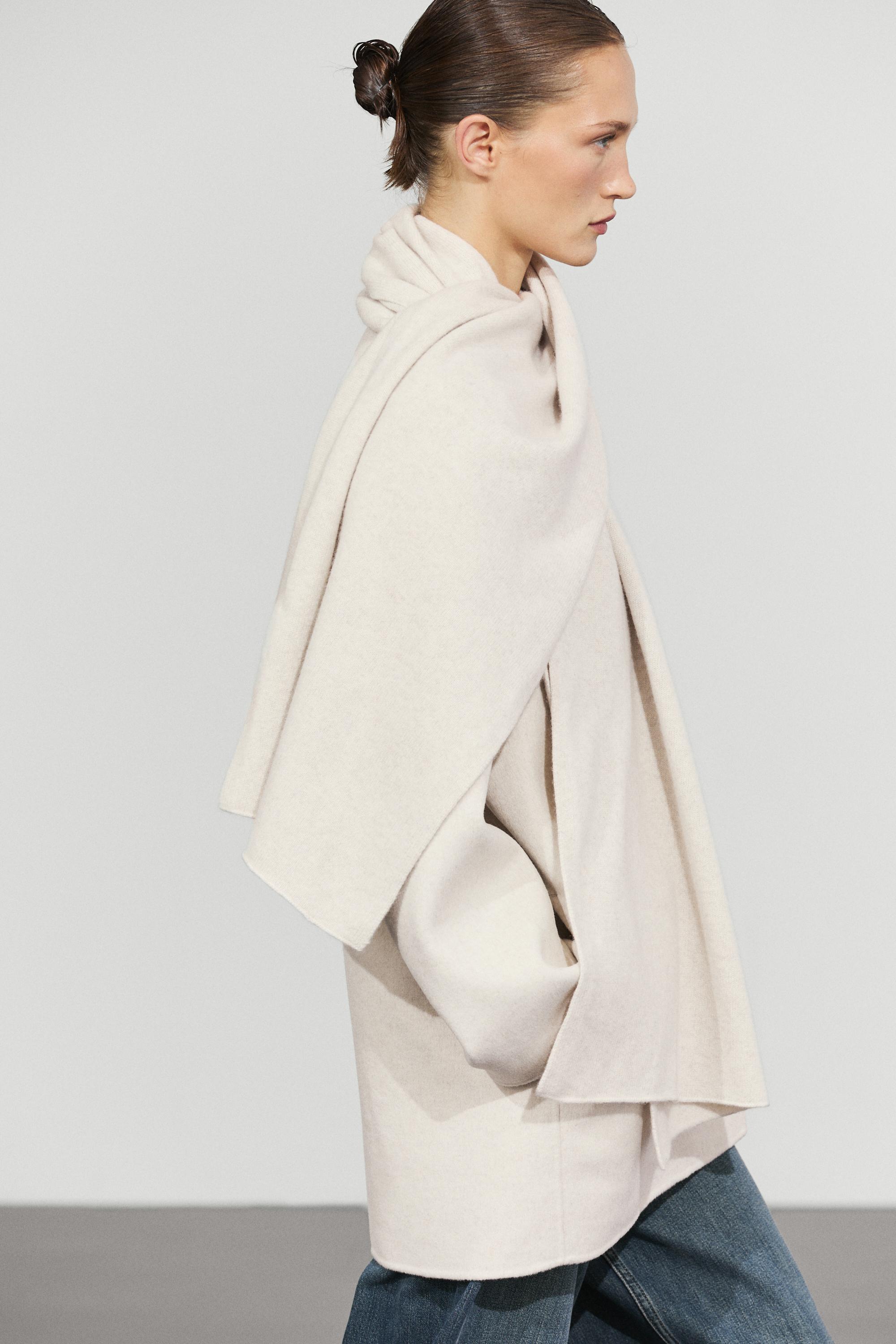 Wool-blend coat with scarf detail