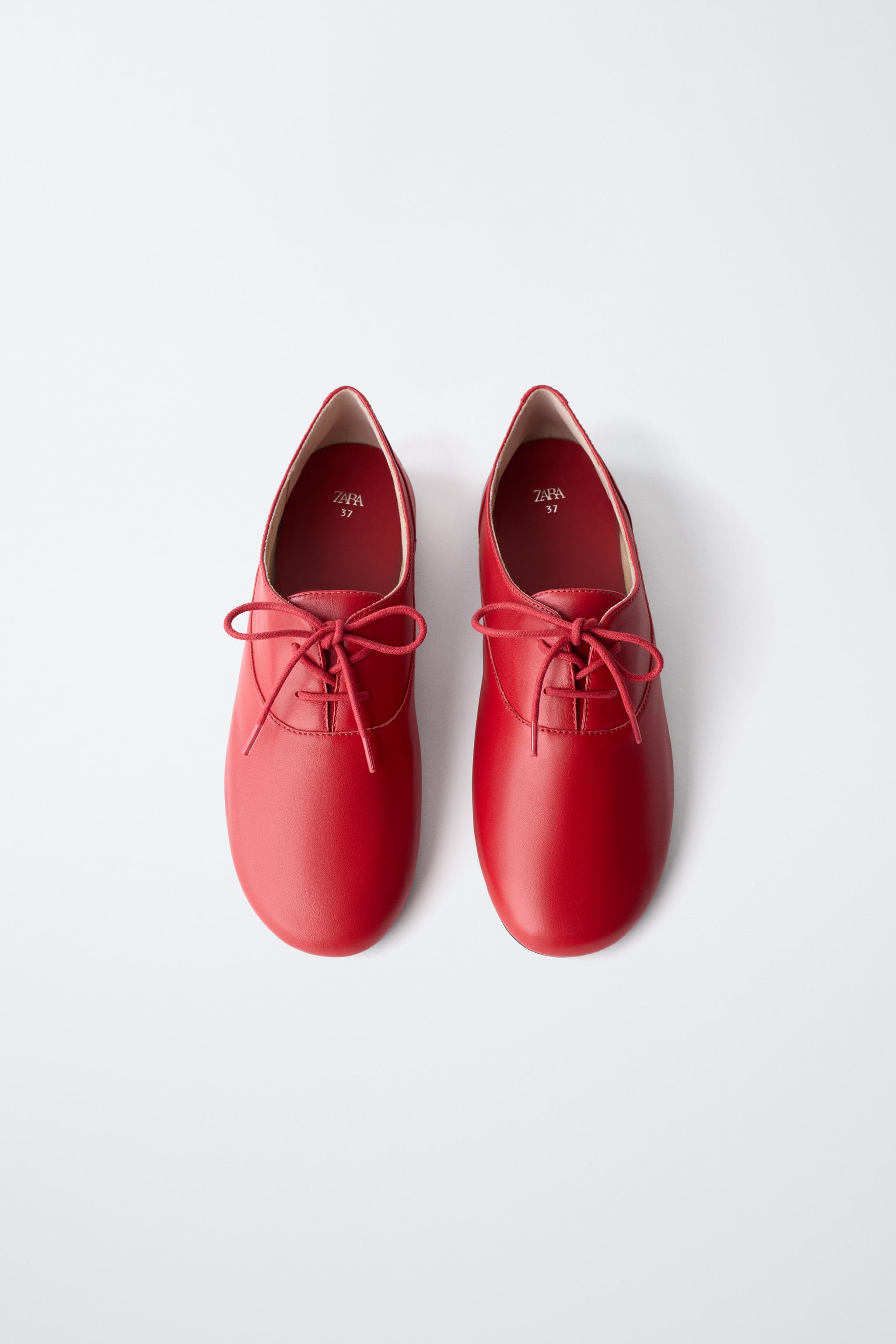 Обувь Zara LEATHER LACE-UP BLUCHERS — фото 4