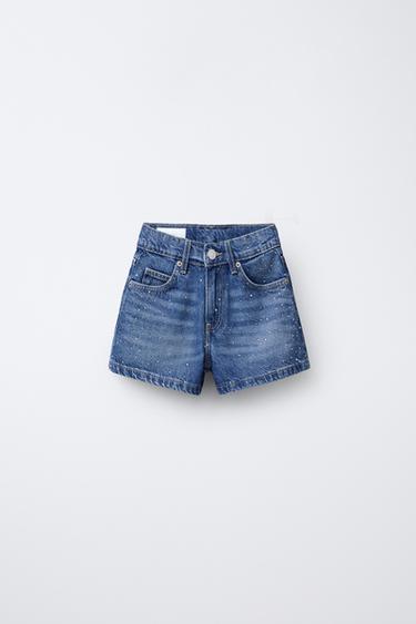 DENIM BERMUDA SHORTS WITH SEQUINS - Blue by Zara