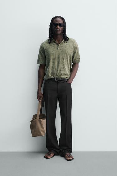 ЖАККАРДОВОЕ ПОЛО RELAXED FIT — ЗЕЛЕНЫЙ от Zara — изображение 0