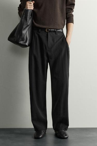 FLOWY SIDE PLEAT PANTS — Black 2