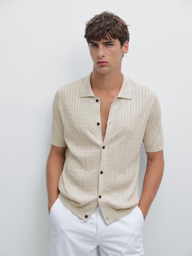 Sobrecamisa punto trenzado - Hielo de Zara
