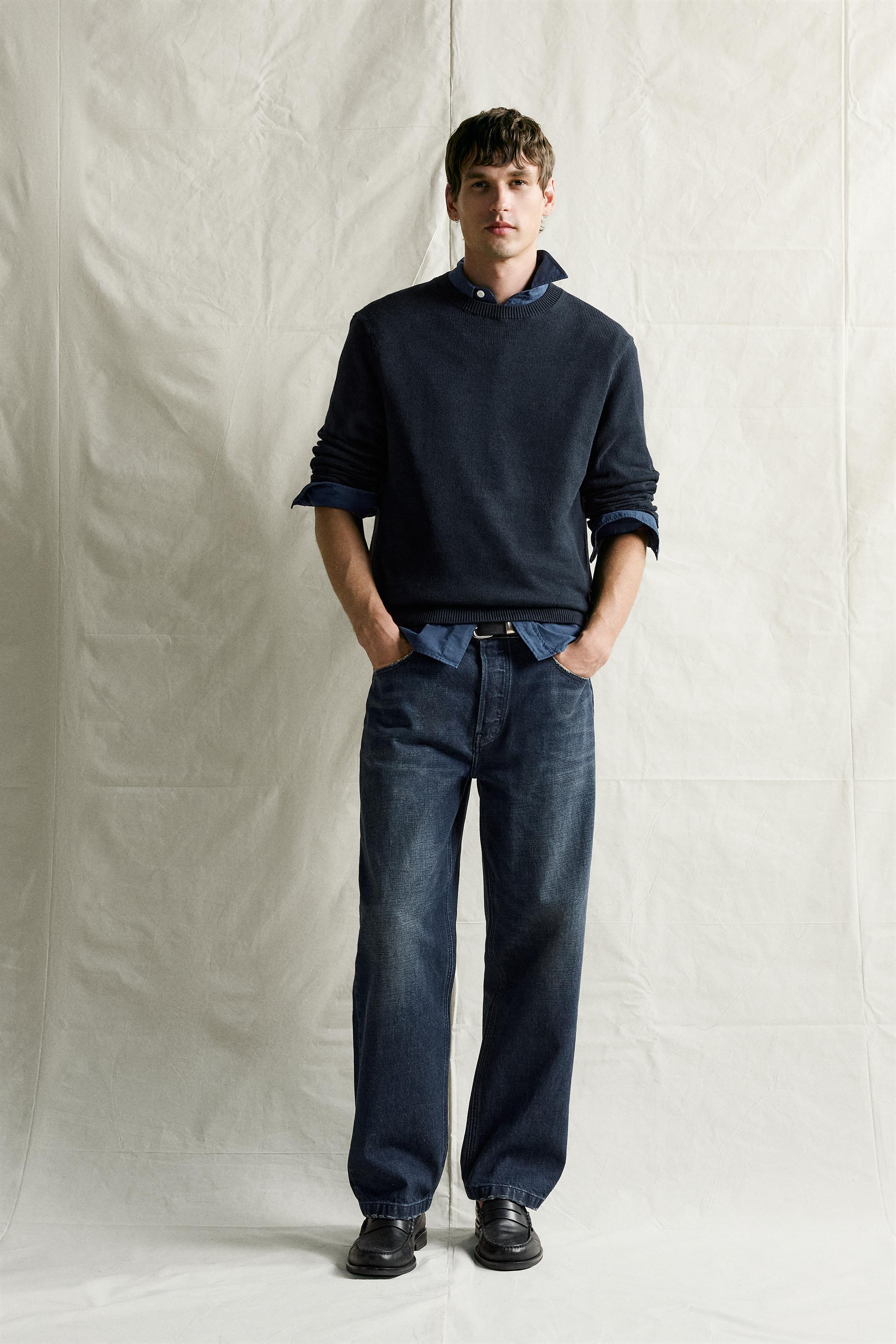 Мужские свитеры Zara COTTON-LINEN REGULAR FIT SWEATER