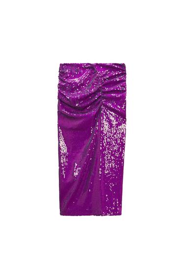 SEQUINNED SKIRT WITH SLIT