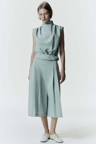 DARTED BERMUDA SHORTS - Sea green by Zara