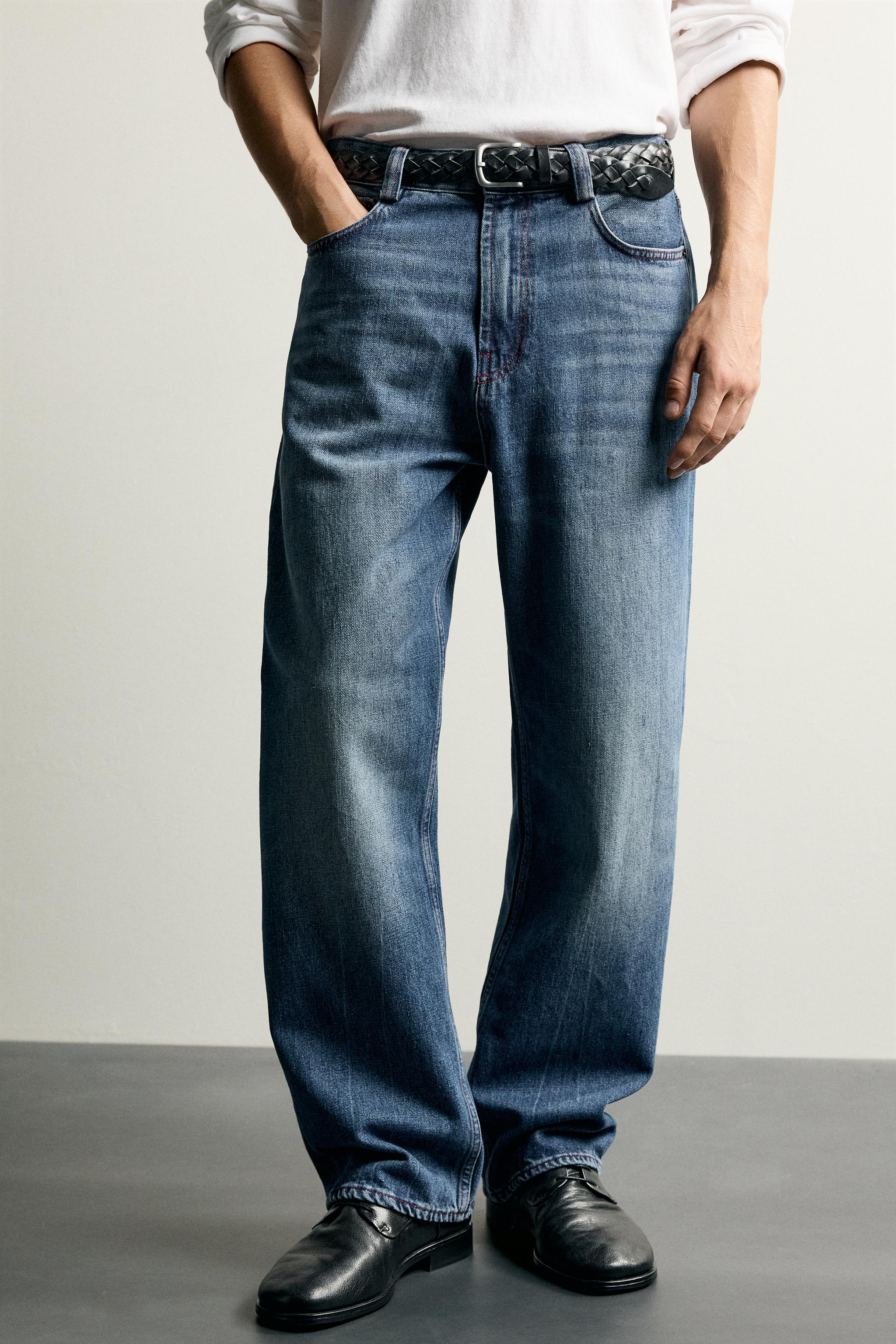 JEAN STRAIGHT FIT À SURPIQÛRES CONTRASTÉES
