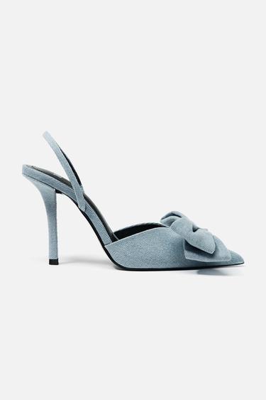 DENIM SLINGBACKS MET GROTE STRIK - Blauw van Zara