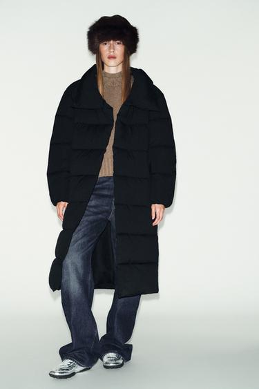 ANORAK طويل بياقة ملفوفة WATER REPELLENT WINDPROOF - أسود by Zara