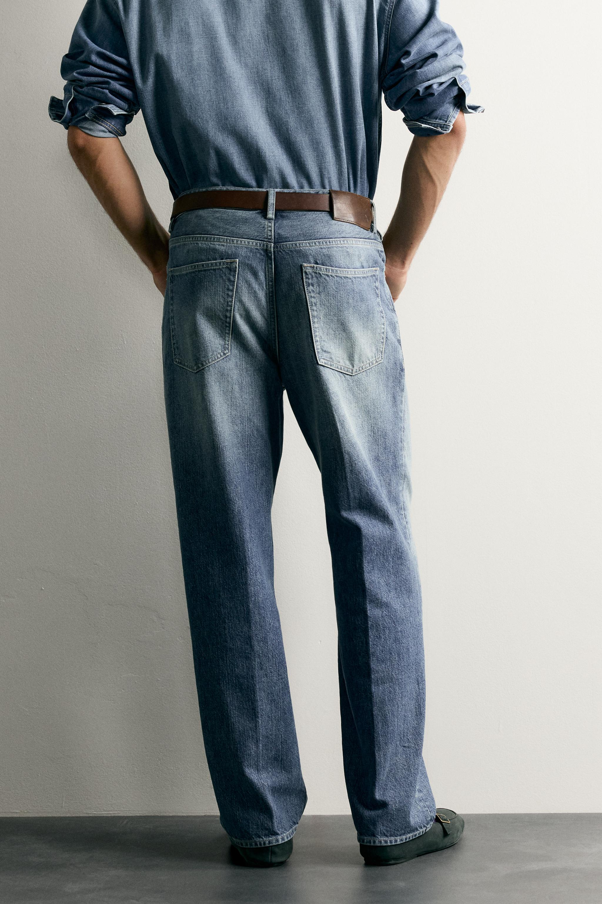 Мужские джинсы Zara RELAXED FIT PRESSED CREASE JEANS — фото 3