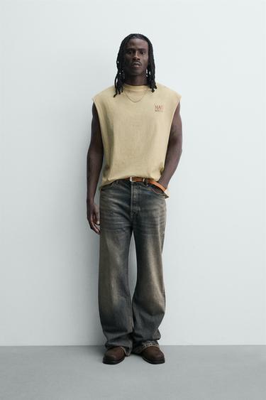 RELAXED FIT TANK TOP WITH PRINT - Ecru by Zara