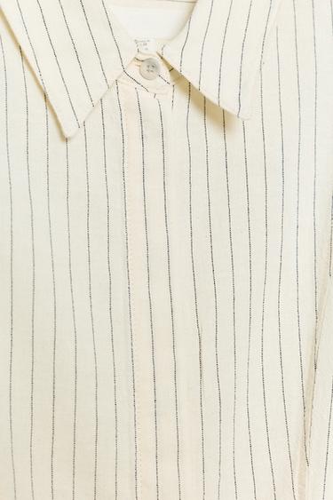 ZW COLLECTION STRIPED PEPLUM SHIRT - Ecru by Zara - Image 8