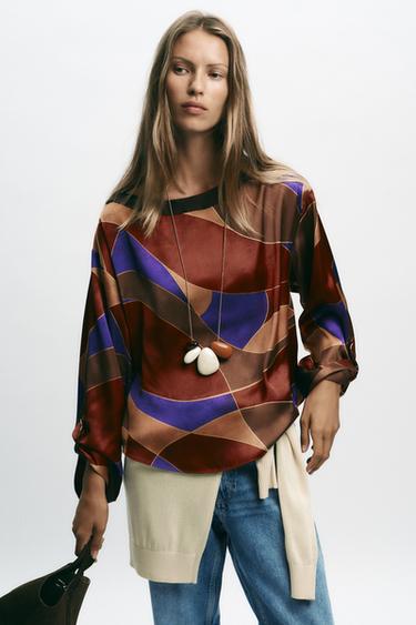 PRINTED SATIN SHIRT - Multicoloured by Zara - Image 1