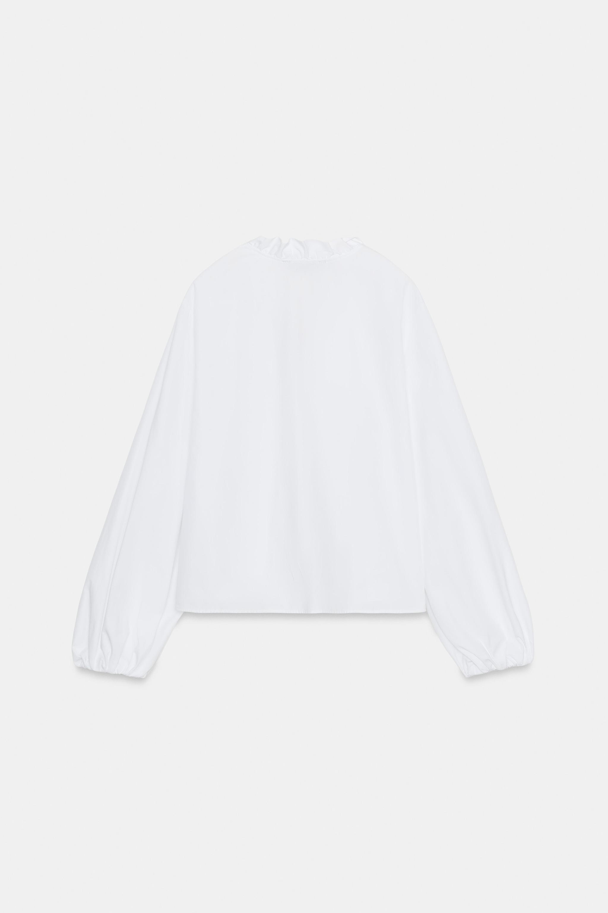 BLOUSE EN POPELINE À VOLANTS