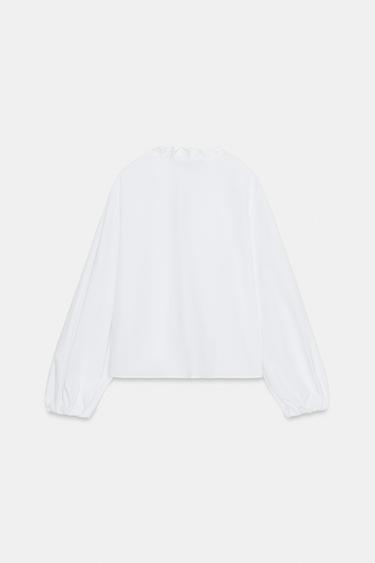 RUFFLED POPLIN BLOUSE - White by Zara - Image 5