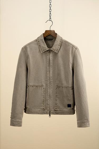 STUDDED WASHED JACKET - Beige by Zara