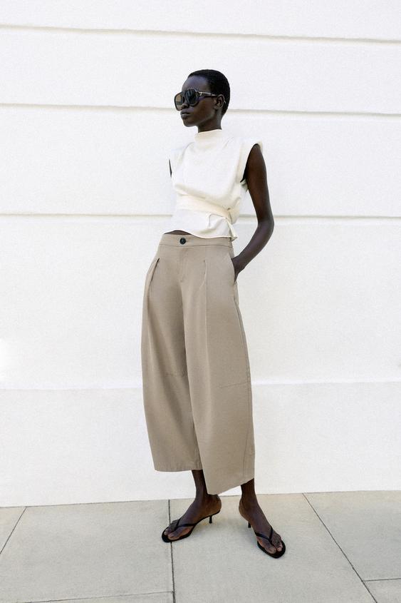 POPLIN BARREL PANTS - Piedra de Zara - Imagen 0