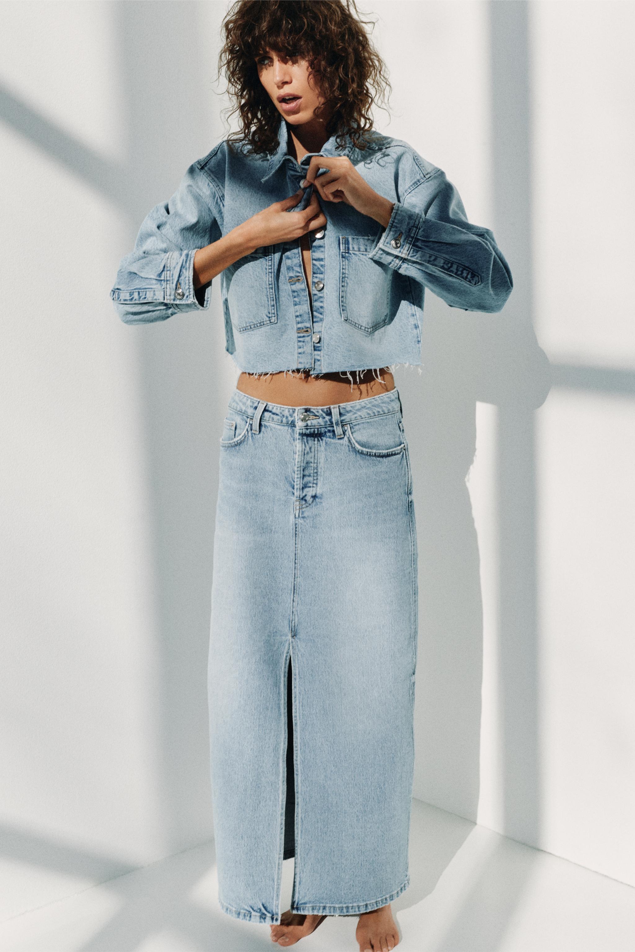 Z1975 CROPPED DENIM JACKET - Light blue | ZARA United States