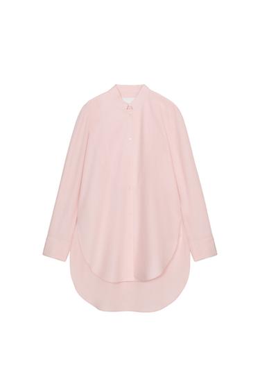 Zara 不對稱府綢襯衫 ZW COLLECTION - 粉紅色