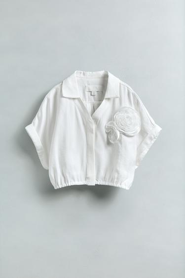 FLORAL APPLIQUÉ SHIRT - White by Zara