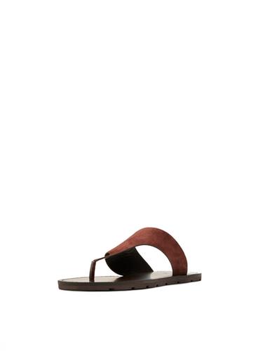 Zara Split leather toe divider sandals - Burgundy Red