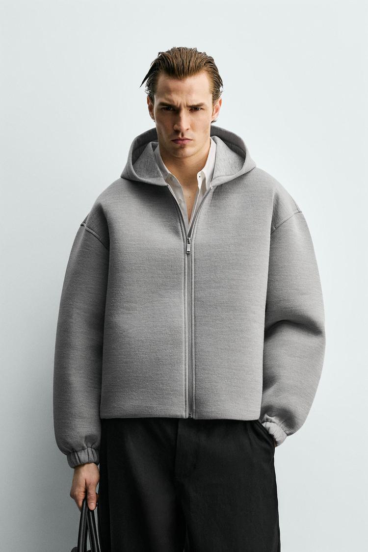 ZARA COMPACT BOXY FIT ZIP-UP SWEATSHIRT