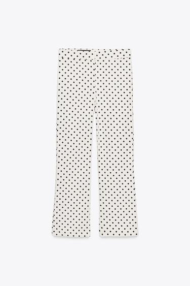 POLKA DOT MINI FLARE TROUSERS - Ecru / Black by Zara - Image 3