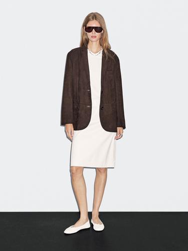 Americana piel ante - Marrón de Zara