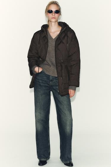 WATER-REPELLENT QUILTED JACKET WITH HOODIE - Light brown by Zara