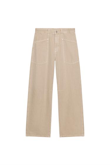 TRF BALLOON JEANS WITH POCKETS - Sand by Zara