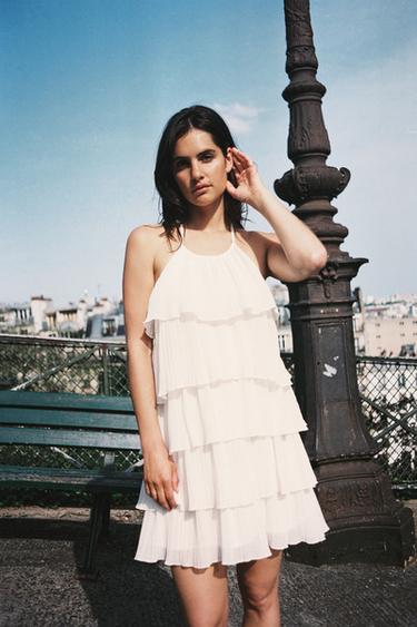 ROBE HALTER À VOLANTS - Blanc de Zara - Image 1