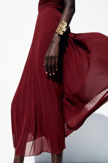 ROBE MIDI PLISSÉE - Terracota de Zara - Image 4