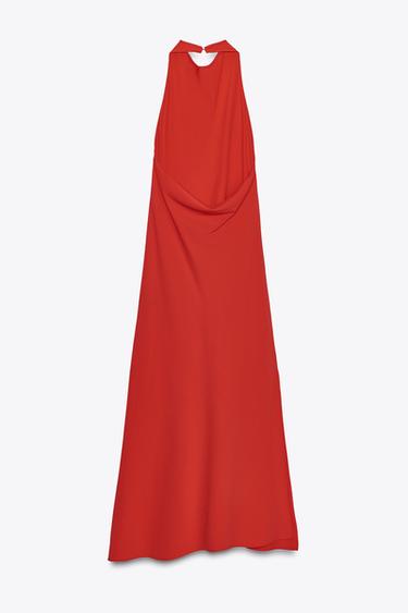 ZW COLLECTION HALTER LONG DRESS - Red by Zara - Image 3