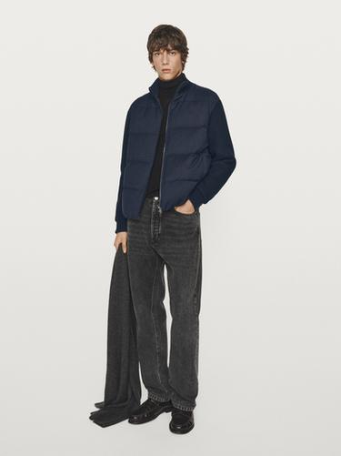 Zara Knit down blend puffer jacket - Navy blue
