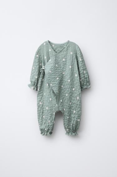 Zara POLKA-DOT ROMPER - Sea green