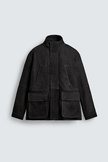 ПАРКА СВОБОДНОГО КРОЯ ИЗ КОЖИ — АНТРАЦИТОВО-СЕРЫЙ от Zara