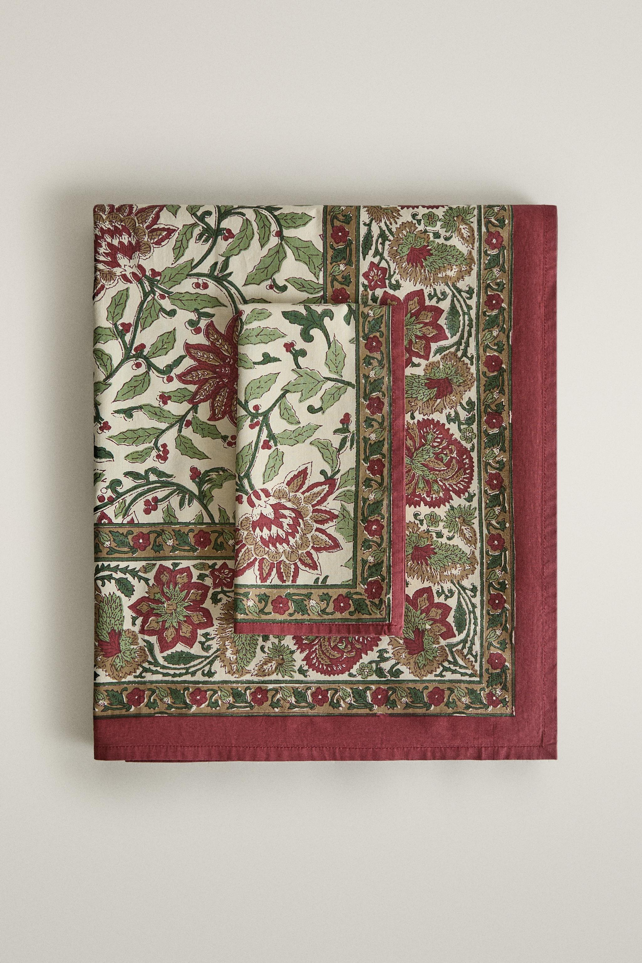 CHRISTMAS FLORAL COTTON TABLECLOTH