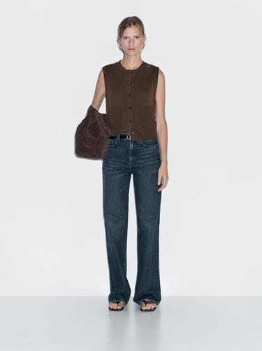 Zara Wool blend vest with pocket details - Brown