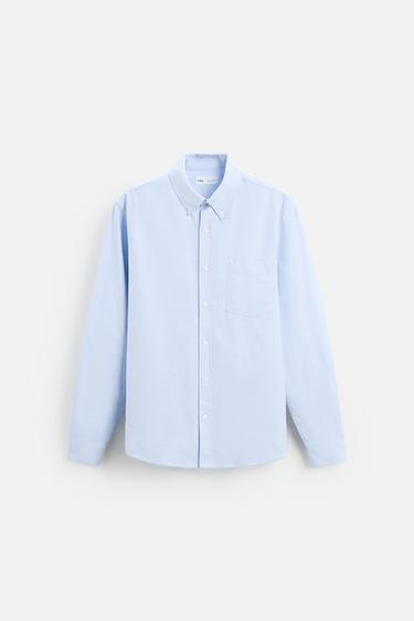 CAMISA OXFORD - Azul-celeste da Zara
