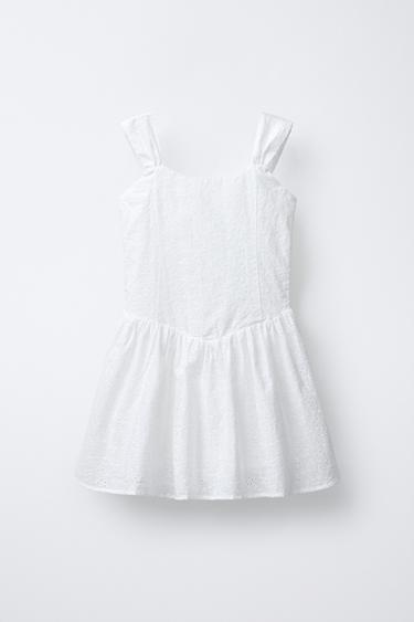 EMBROIDERED FLORAL DRESS - Oyster-white by Zara - Image 0