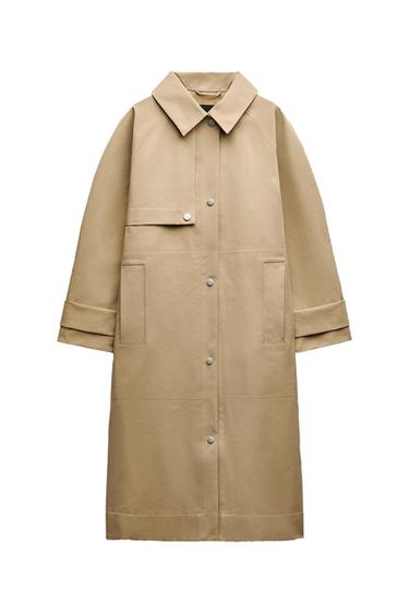 ZW COLLECTION STRAIGHT-FIT TRENCH COAT WITH SHIRT COLLAR