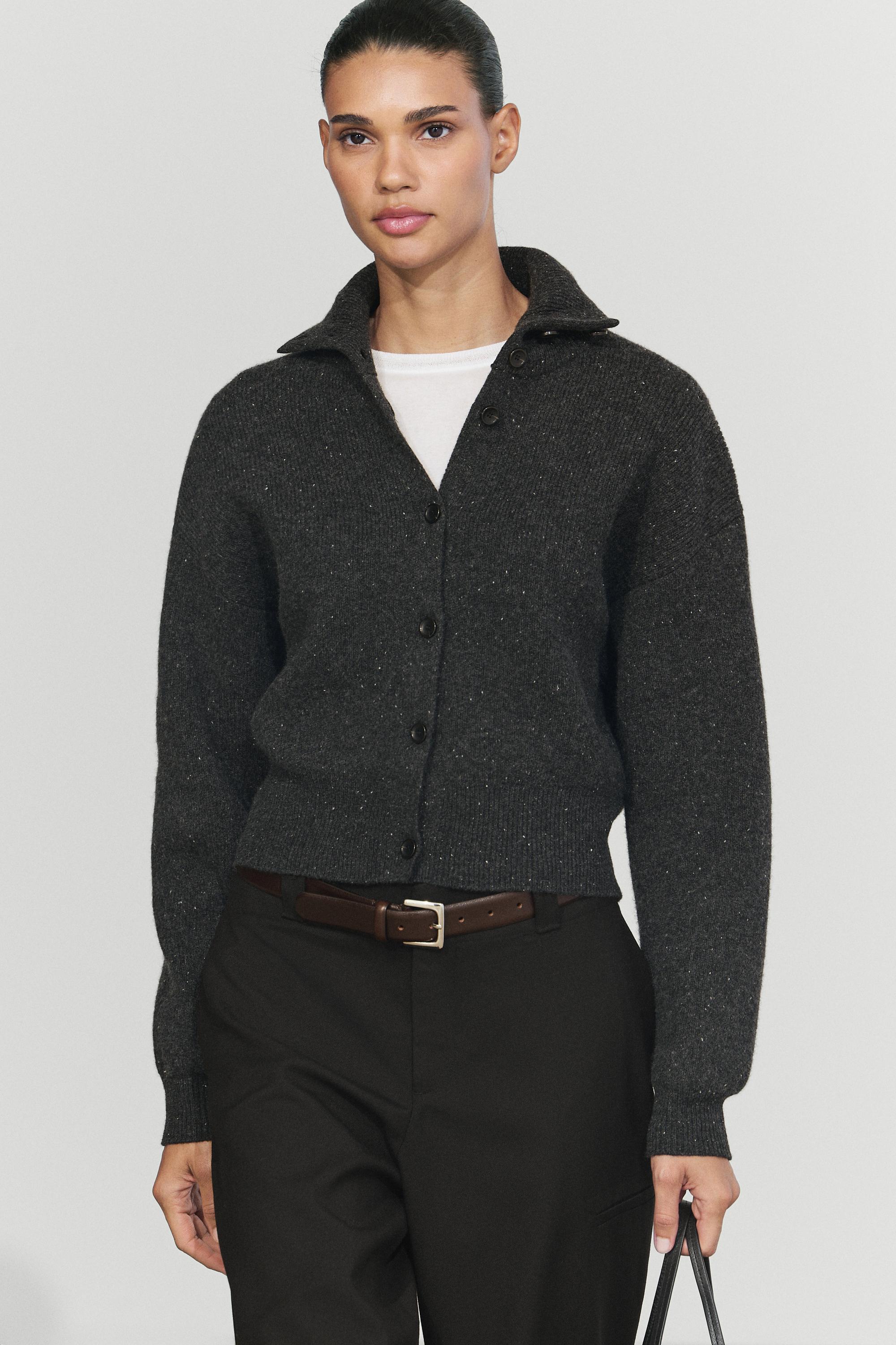 100% wool knit turtleneck cardigan